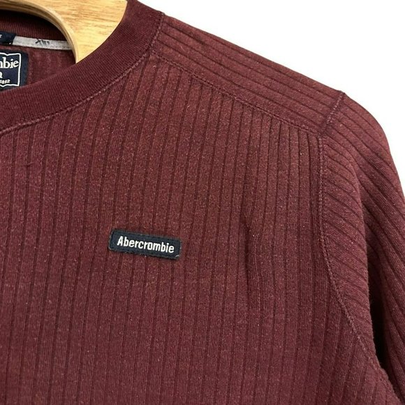 Abercrombie & Fitch‎ Muscle Maroon Red V-Neck Pullover Sweater Mens L - Picture 2 of 5